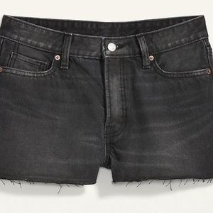 NWT: old navy High Waisted Button-Fly . Straight Black Non-Stretch Cut-Off Jeans